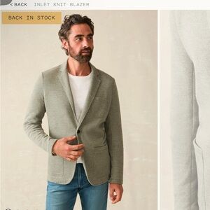 FAHERTY Inlet Knit Blazer in Olive Brush Melange